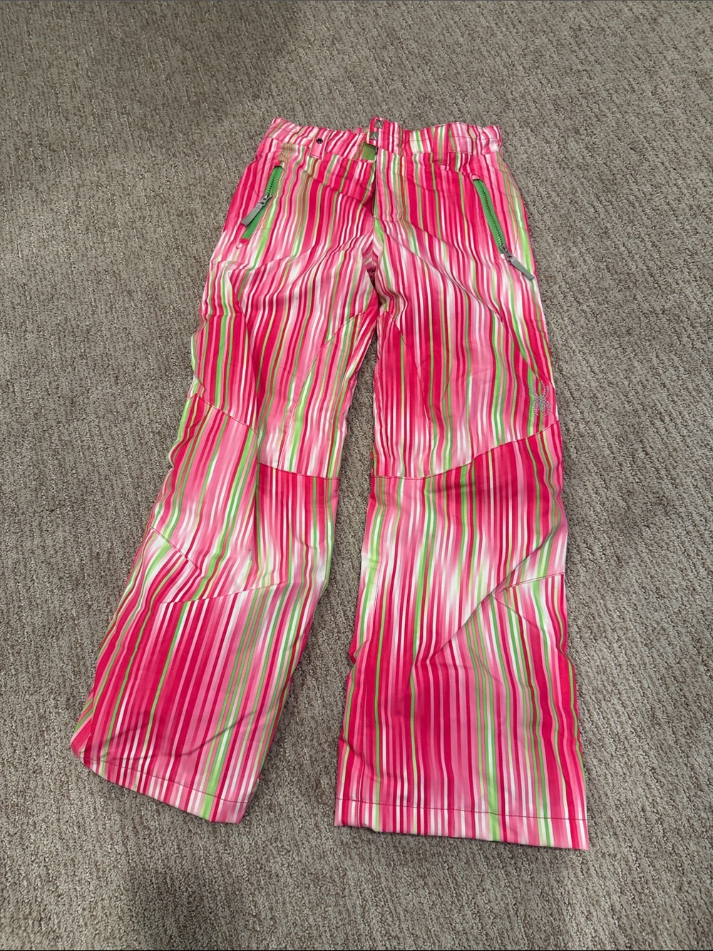Kids Pink Striped Spyder Ski Pants